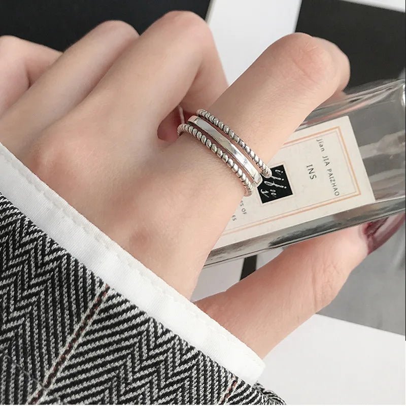 ✨ Bague Géométrique Multicouche Argent 925 - Design Moderne Tendance - FoytiShop