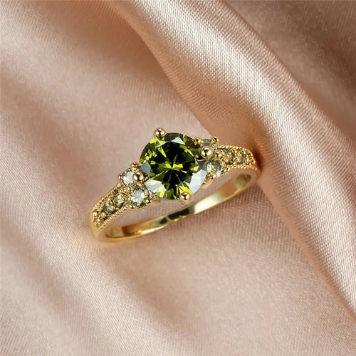 Bague Mariage Cristal Vert Olive - Femme - FoytiShop