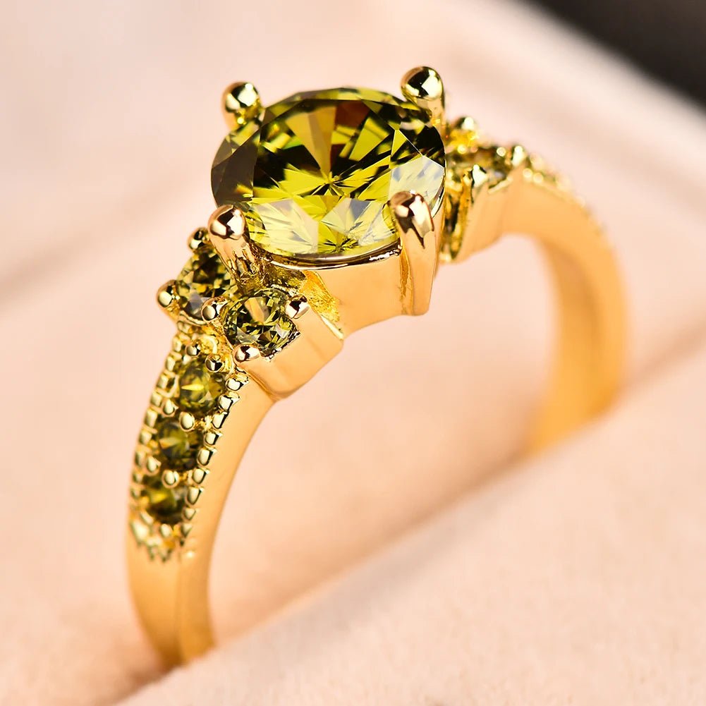 Bague Mariage Cristal Vert Olive - Femme - FoytiShop