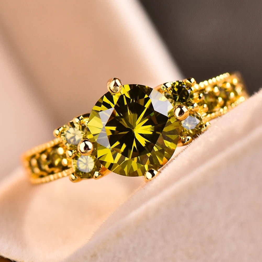 Bague Mariage Cristal Vert Olive - Femme - FoytiShop