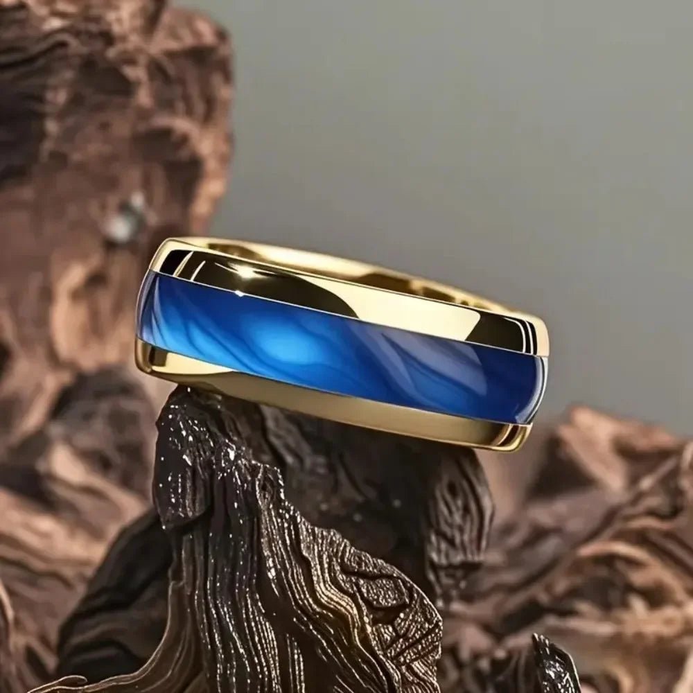 Bague Saphir 8MM – Acier Inoxydable Doré - FoytiShop