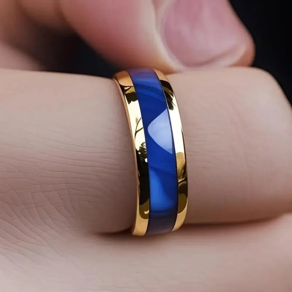 Bague Saphir 8MM – Acier Inoxydable Doré - FoytiShop