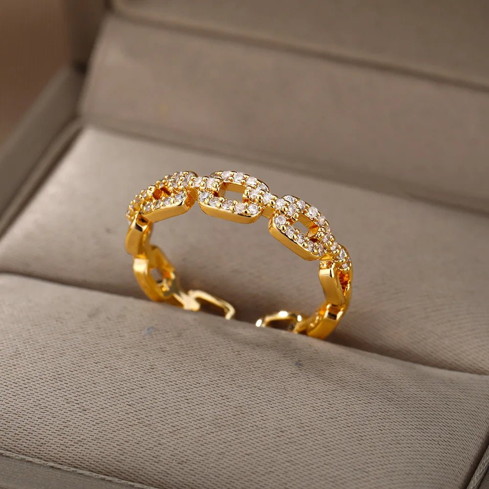 Bague Torsadée Zircon – Acier Inoxydable Élégant - FoytiShop