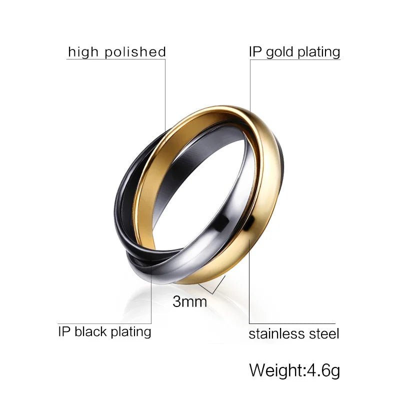 🔗 Bague Triple Anneau Entrelacé Acier Inoxydable Femme - Design Moderne Unique - FoytiShop
