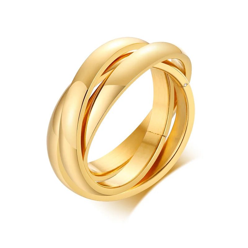 🔗 Bague Triple Anneau Entrelacé Acier Inoxydable Femme - Design Moderne Unique - FoytiShop