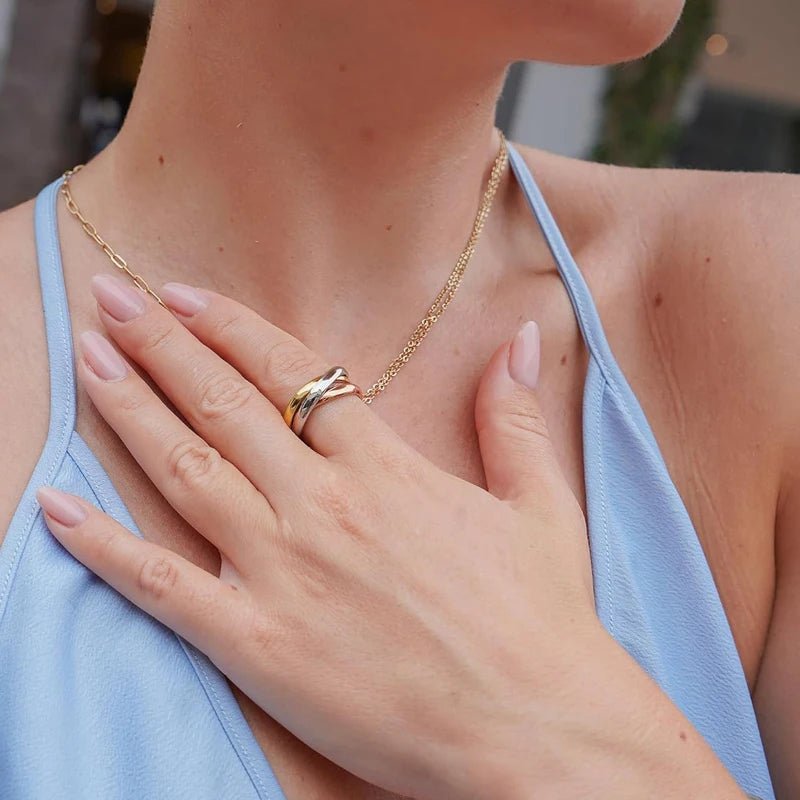 🔗 Bague Triple Anneau Entrelacé Acier Inoxydable Femme - Design Moderne Unique - FoytiShop