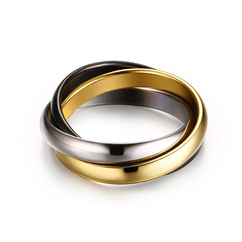 🔗 Bague Triple Anneau Entrelacé Acier Inoxydable Femme - Design Moderne Unique - FoytiShop