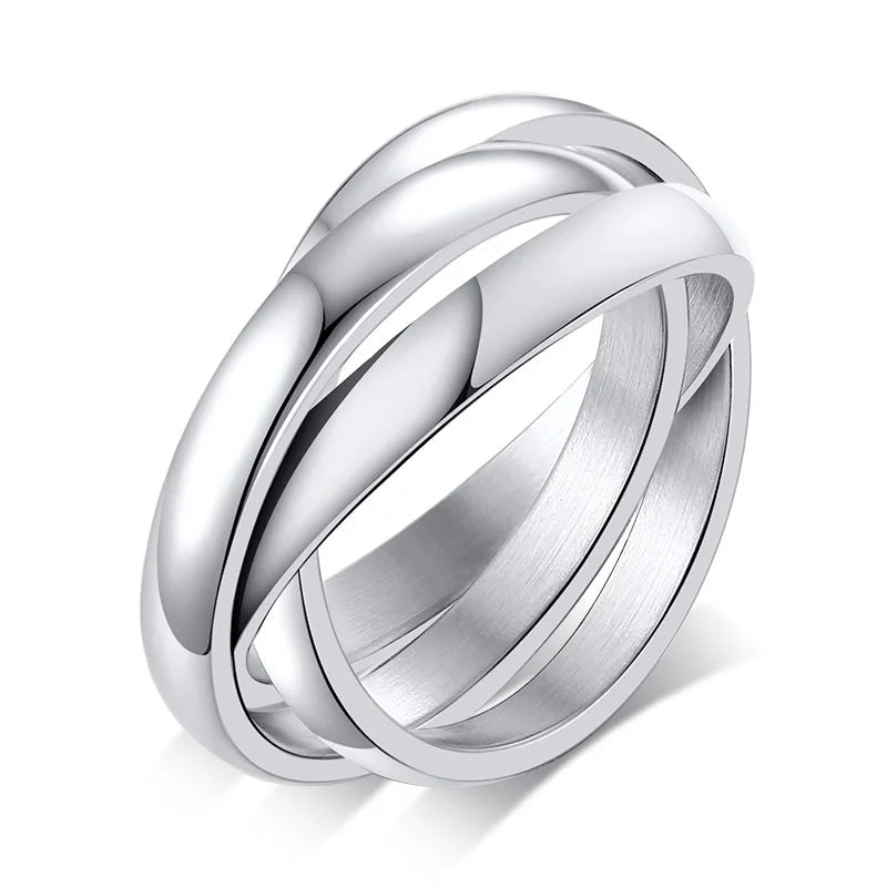 🔗 Bague Triple Anneau Entrelacé Acier Inoxydable Femme - Design Moderne Unique - FoytiShop