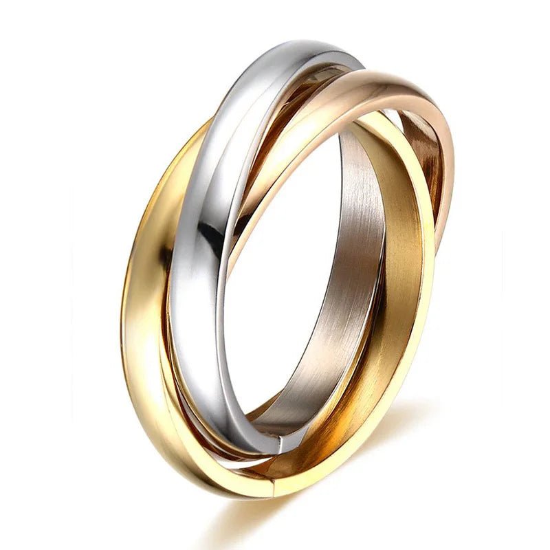🔗 Bague Triple Anneau Entrelacé Acier Inoxydable Femme - Design Moderne Unique - FoytiShop