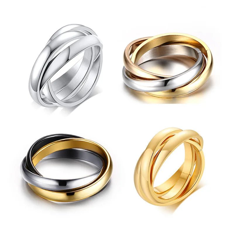 🔗 Bague Triple Anneau Entrelacé Acier Inoxydable Femme - Design Moderne Unique - FoytiShop