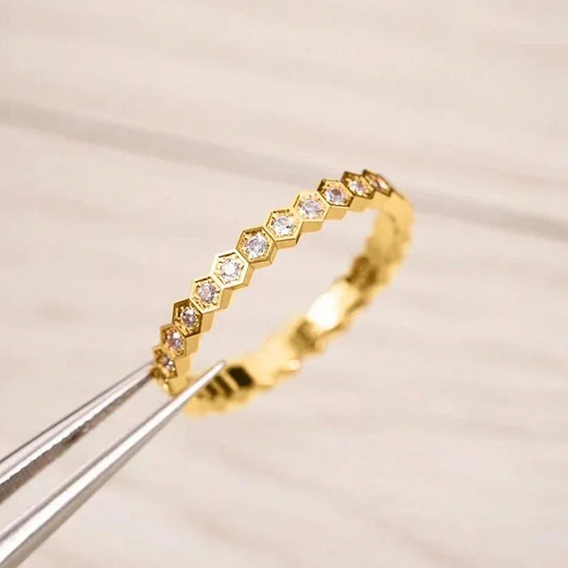💎 Bague Vintage Hexagonale Argent 925 et Zircon - Élégance Intemporelle - FoytiShop