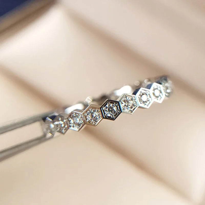 💎 Bague Vintage Hexagonale Argent 925 et Zircon - Élégance Intemporelle - FoytiShop
