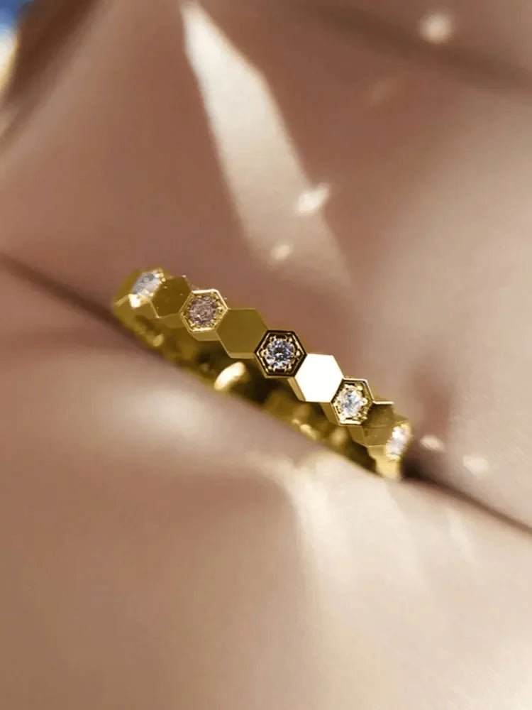 💎 Bague Vintage Hexagonale Argent 925 et Zircon - Élégance Intemporelle - FoytiShop