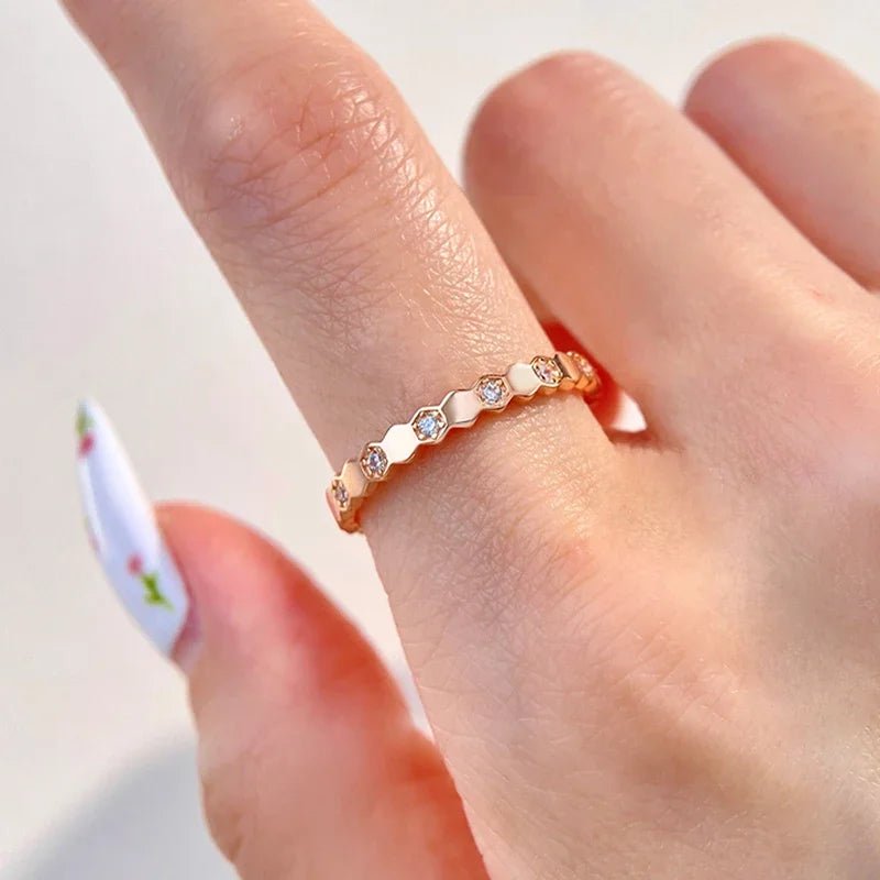 💎 Bague Vintage Hexagonale Argent 925 et Zircon - Élégance Intemporelle - FoytiShop