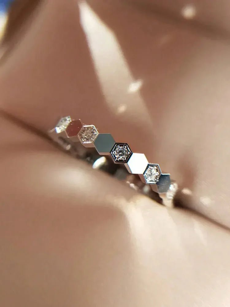 💎 Bague Vintage Hexagonale Argent 925 et Zircon - Élégance Intemporelle - FoytiShop