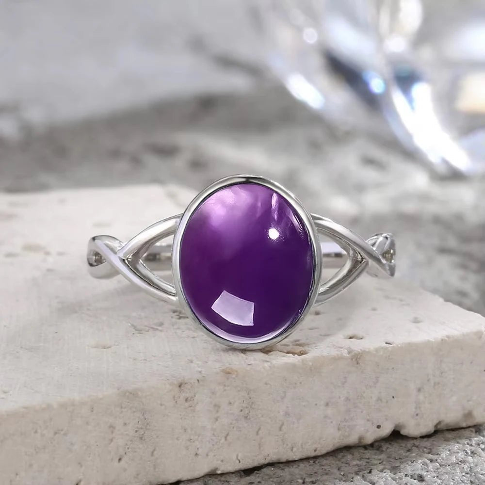 💜 Bagues Argent 925 Pierre Naturelle Améthyste - Collection Élégante - FoytiShop