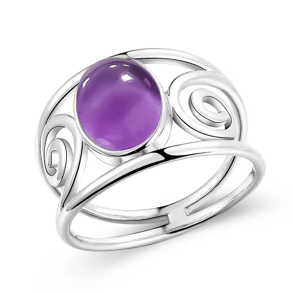 💜 Bagues Argent 925 Pierre Naturelle Améthyste - Collection Élégante - FoytiShop