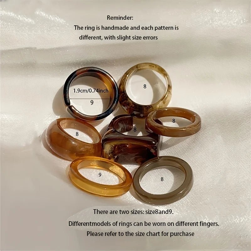 Bagues Empilables Imprimé Léopard Rétro – Lot de 7 Femme - FoytiShop