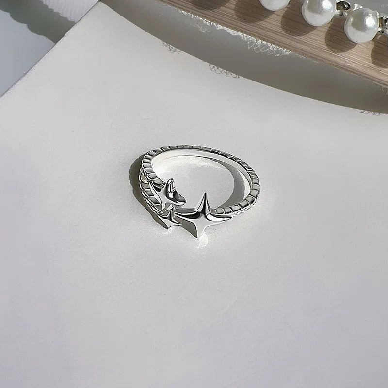 Bagues Ouvertes Argent Sterling 925 Femme - Dentelle Mate Fait Main Couple - FoytiShop