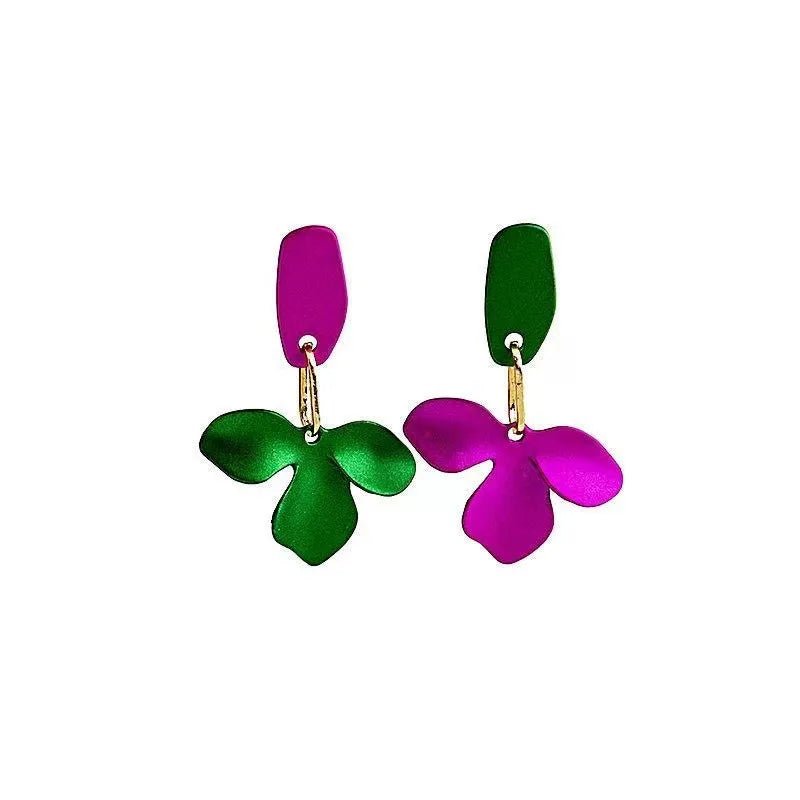 🍃 Boucles d'Oreilles 3 Feuilles Asymétrique Goutte - Mode Coréenne Tendance - FoytiShop
