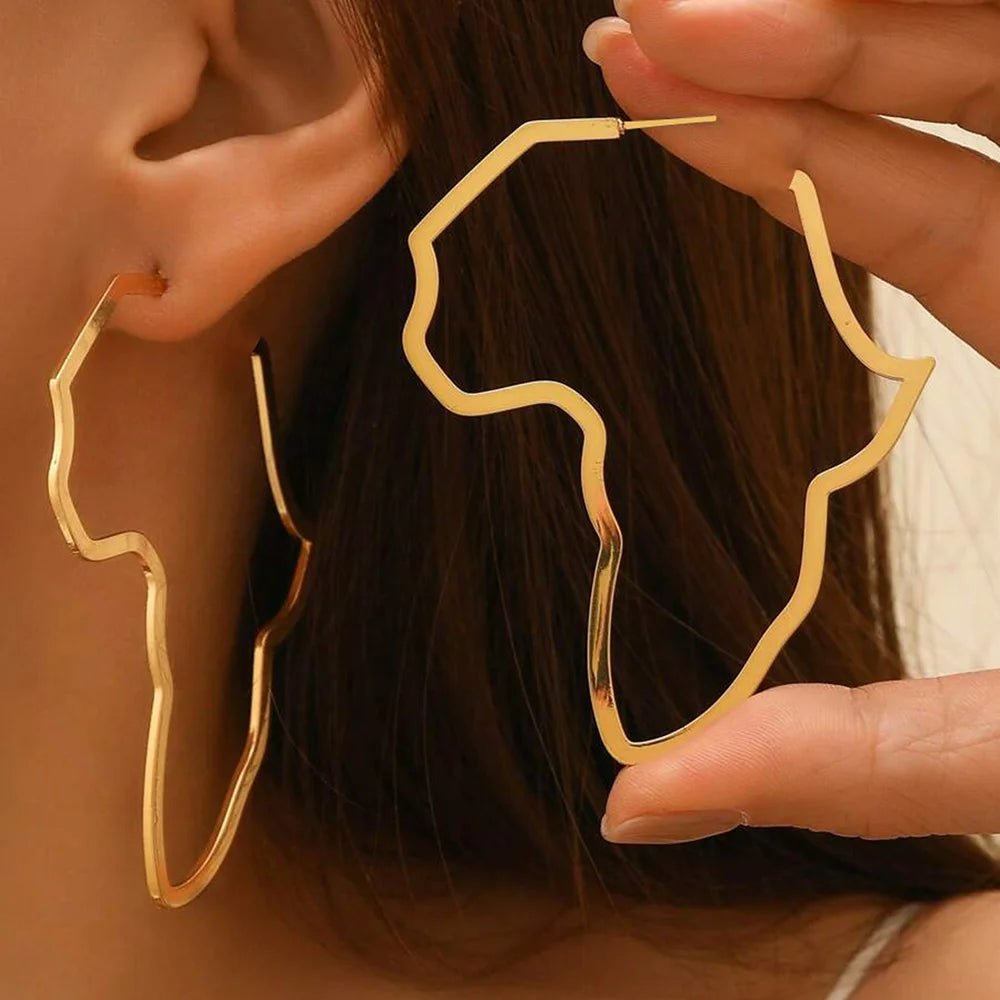 Boucles d'oreilles acier inoxydable carte africaine - FoytiShop