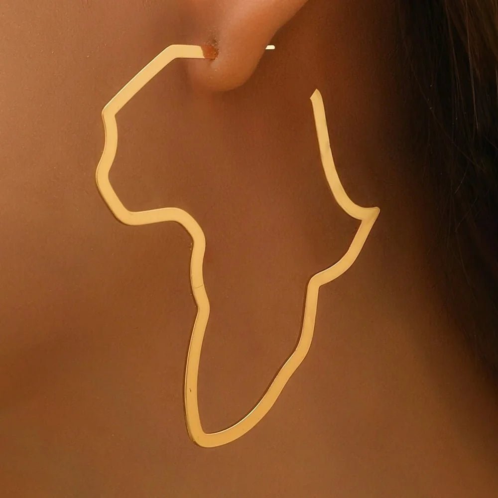 Boucles d'oreilles acier inoxydable carte africaine - FoytiShop