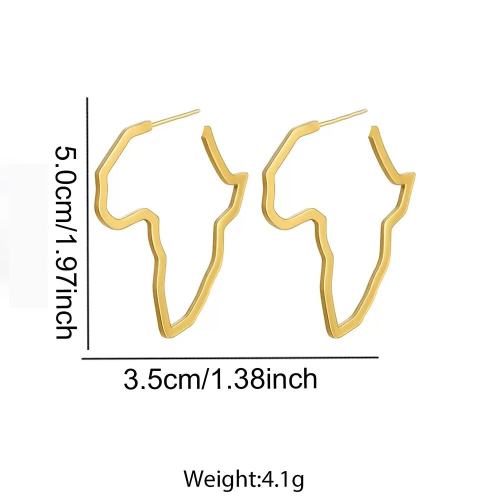 Boucles d'oreilles acier inoxydable carte africaine - FoytiShop