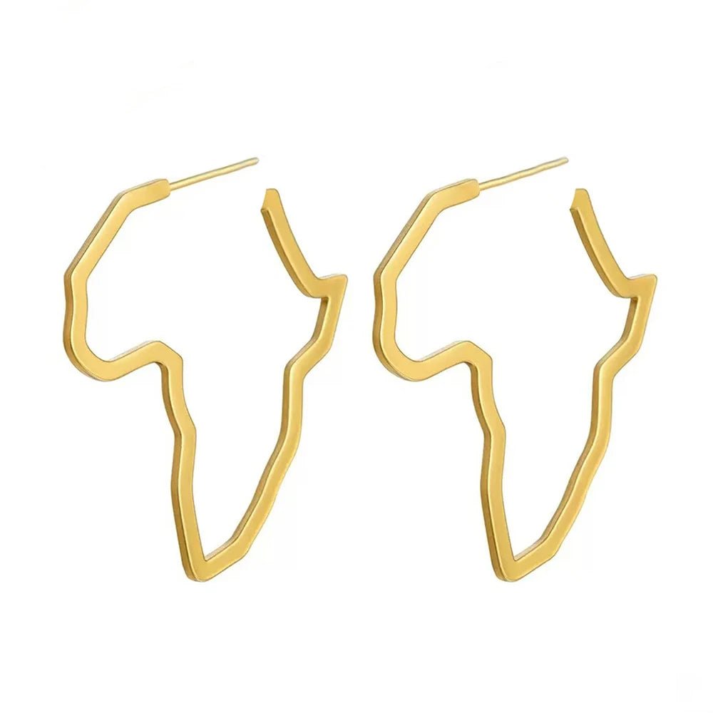 Boucles d'oreilles acier inoxydable carte africaine - FoytiShop