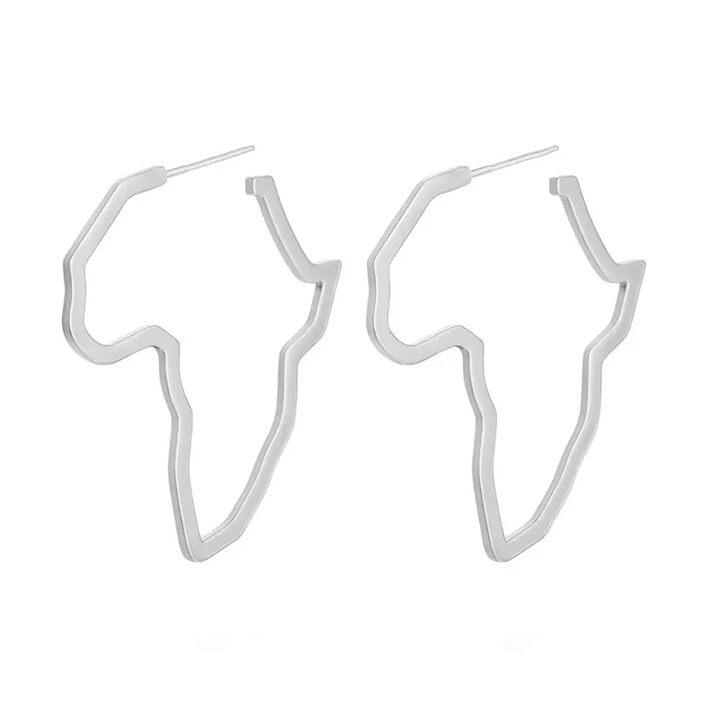 Boucles d'oreilles acier inoxydable carte africaine - FoytiShop
