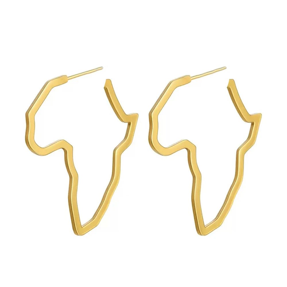 Boucles d'oreilles acier inoxydable carte africaine - FoytiShop
