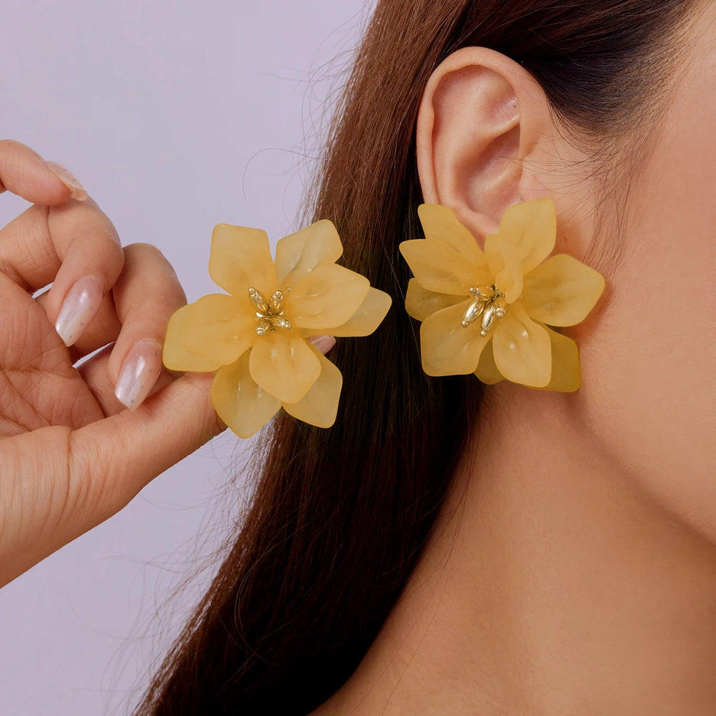 🌺 Boucles d'Oreilles Acrylique Grandes Fleurs Femme - Design Élégant - FoytiShop