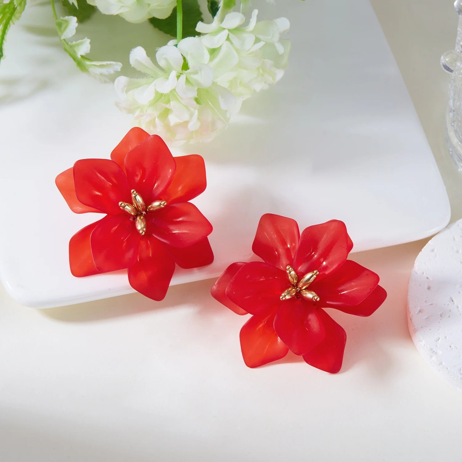 🌺 Boucles d'Oreilles Acrylique Grandes Fleurs Femme - Design Élégant - FoytiShop
