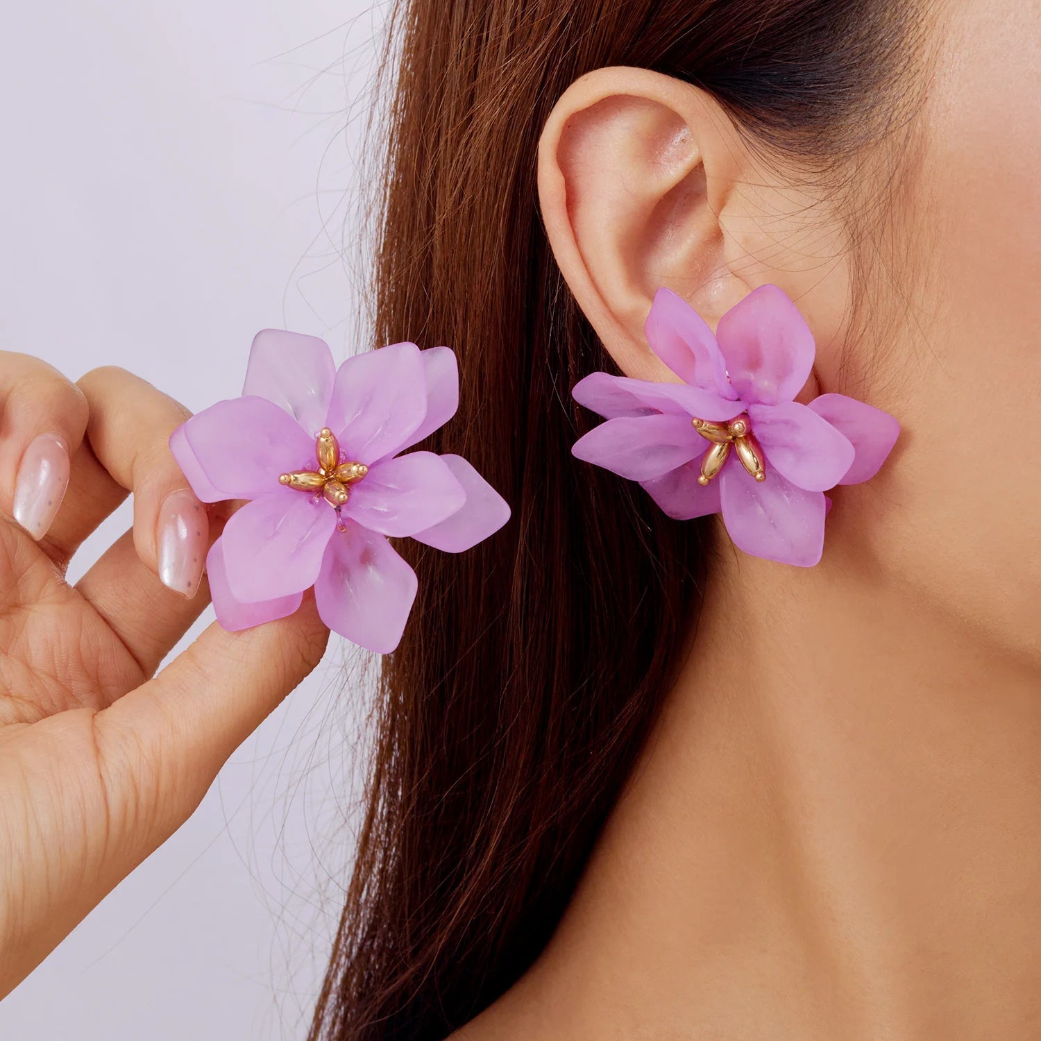 🌺 Boucles d'Oreilles Acrylique Grandes Fleurs Femme - Design Élégant - FoytiShop