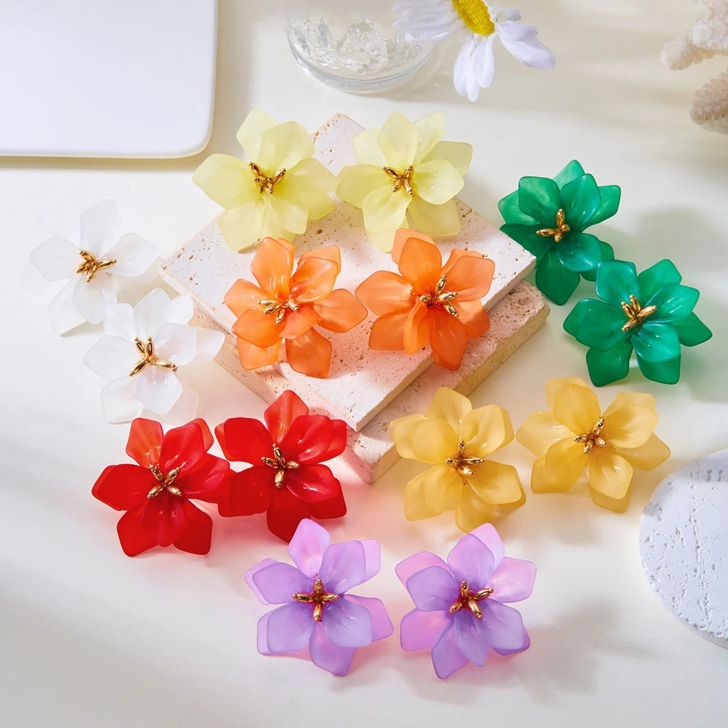 🌺 Boucles d'Oreilles Acrylique Grandes Fleurs Femme - Design Élégant - FoytiShop