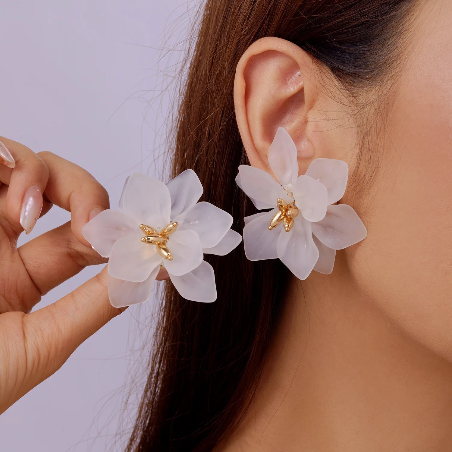 🌺 Boucles d'Oreilles Acrylique Grandes Fleurs Femme - Design Élégant - FoytiShop