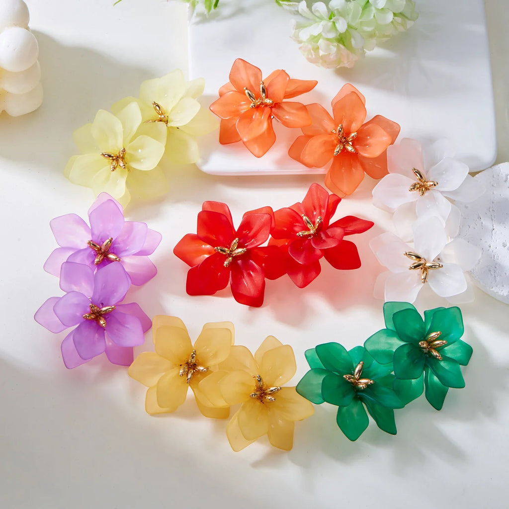 🌺 Boucles d'Oreilles Acrylique Grandes Fleurs Femme - Design Élégant - FoytiShop