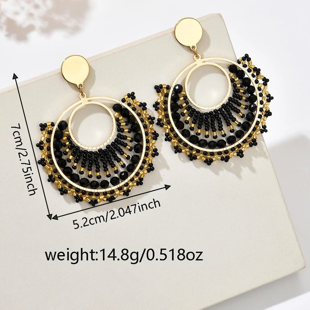 Boucles d'oreilles bohème en forme d'éventail pour femmes, perles colorées - FoytiShop
