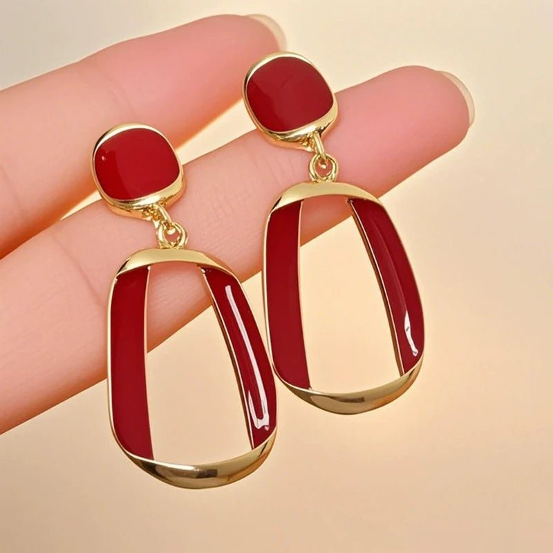 Boucles d'Oreilles Carrées Évidées – Émail Géométrique - FoytiShop