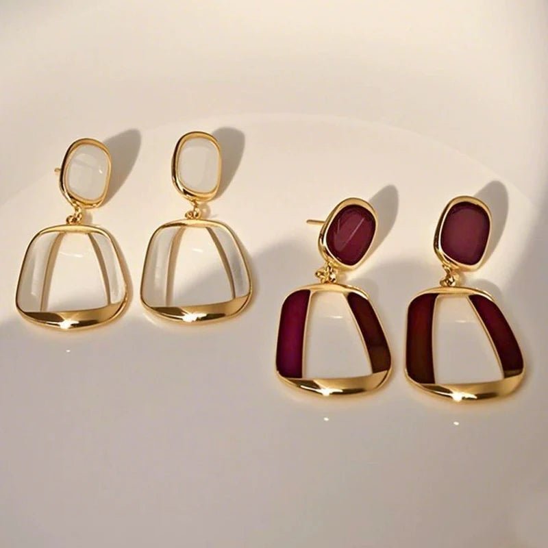 Boucles d'Oreilles Carrées Évidées – Émail Géométrique - FoytiShop