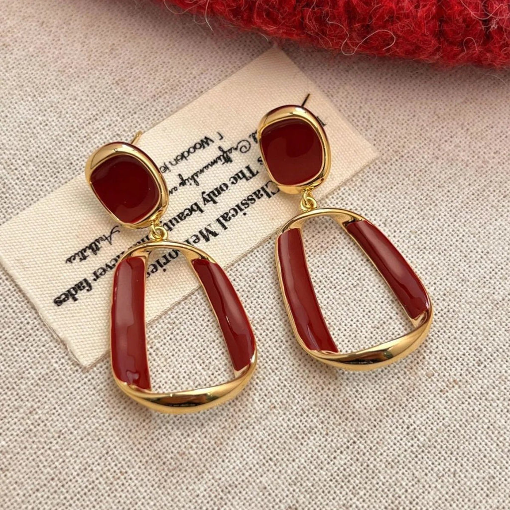 Boucles d'Oreilles Carrées Évidées – Émail Géométrique - FoytiShop