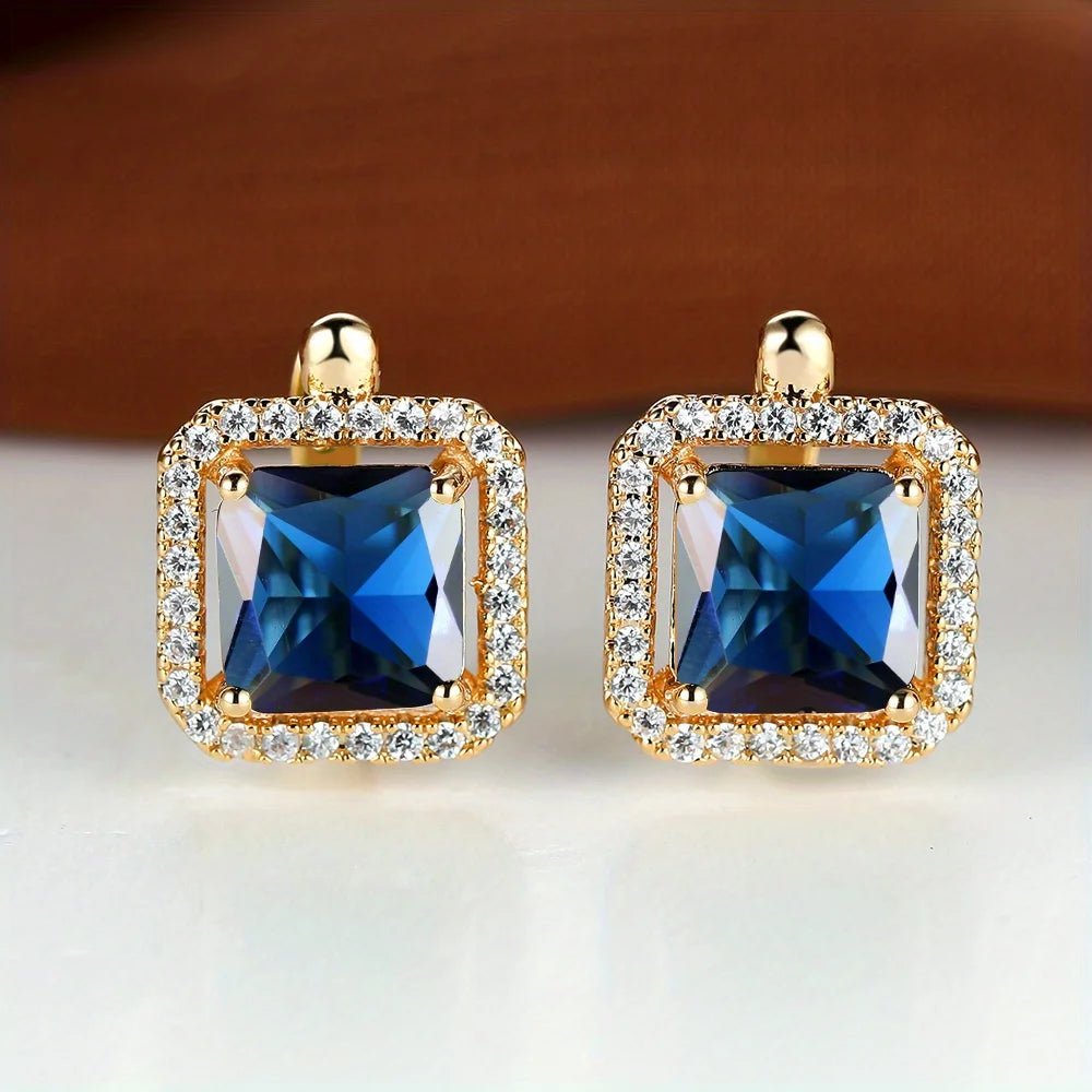 💚 Boucles d'Oreilles Carrées Pierre Verte Zircon - Élégance Moderne - FoytiShop