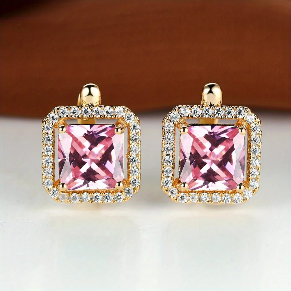💚 Boucles d'Oreilles Carrées Pierre Verte Zircon - Élégance Moderne - FoytiShop