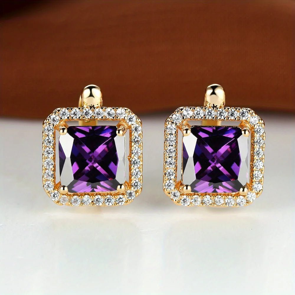 💚 Boucles d'Oreilles Carrées Pierre Verte Zircon - Élégance Moderne - FoytiShop