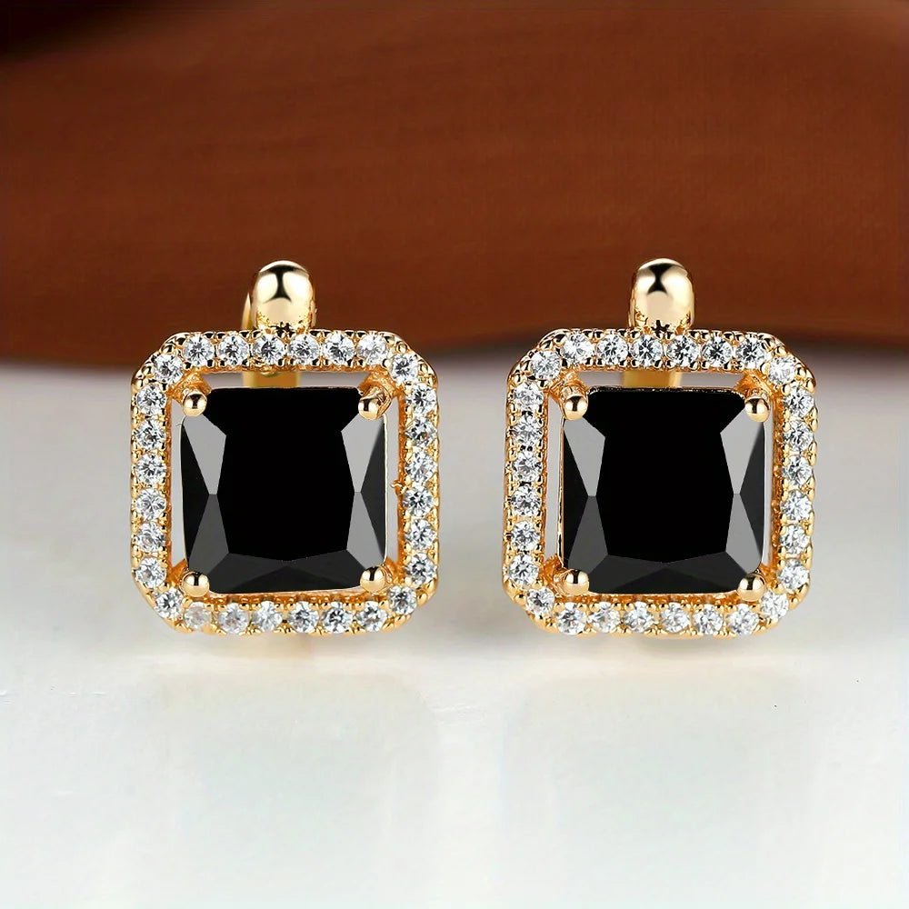 💚 Boucles d'Oreilles Carrées Pierre Verte Zircon - Élégance Moderne - FoytiShop