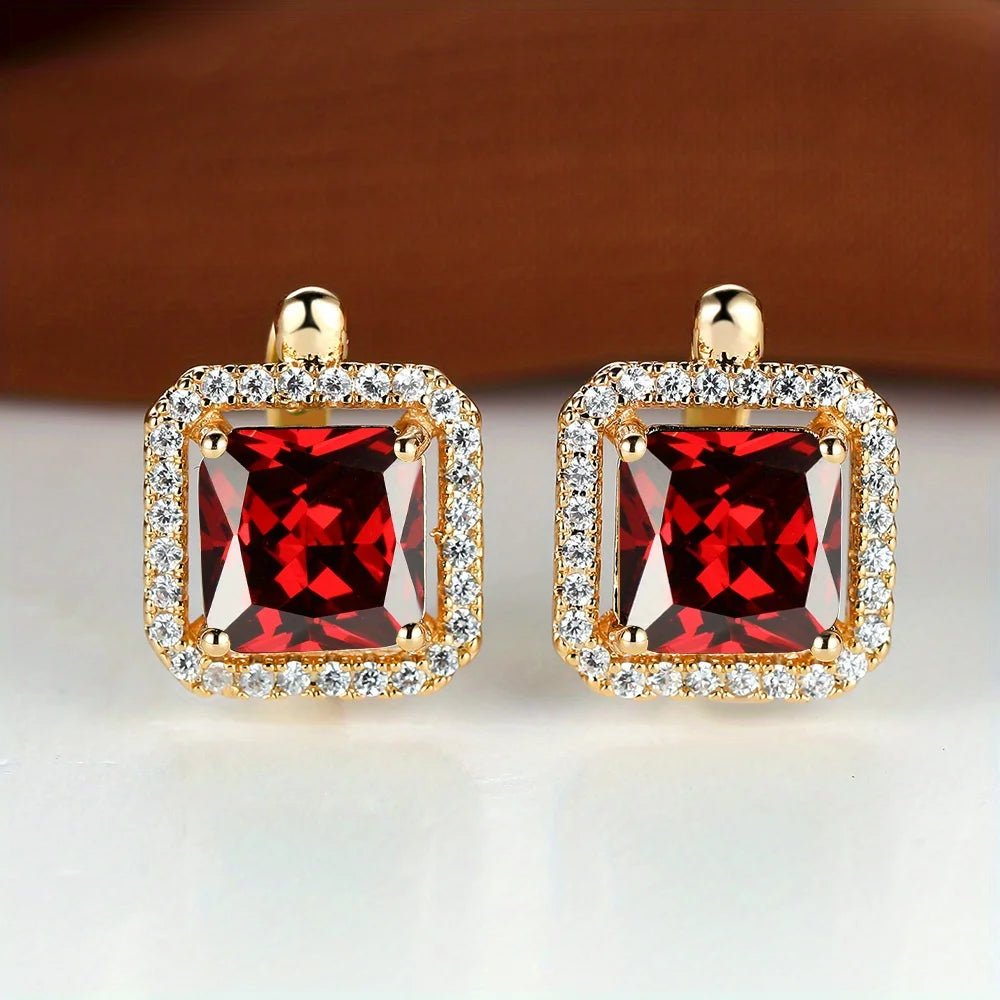 💚 Boucles d'Oreilles Carrées Pierre Verte Zircon - Élégance Moderne - FoytiShop