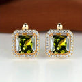 💚 Boucles d'Oreilles Carrées Pierre Verte Zircon - Élégance Moderne - FoytiShop