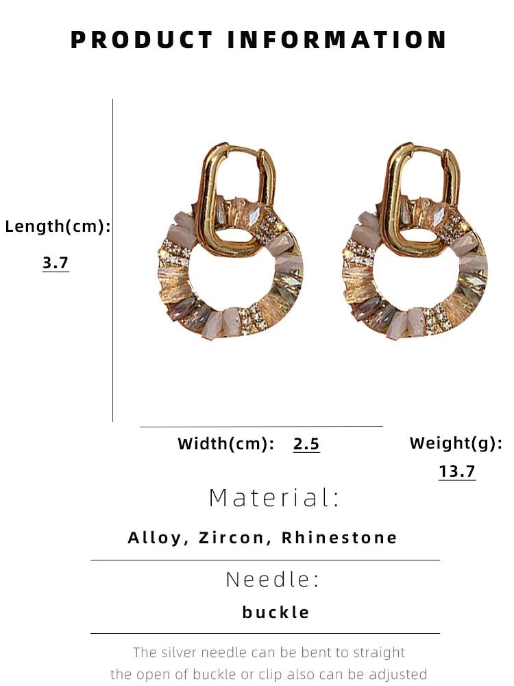 Boucles d'oreilles cercle doré style élégant strass Zircon - FoytiShop