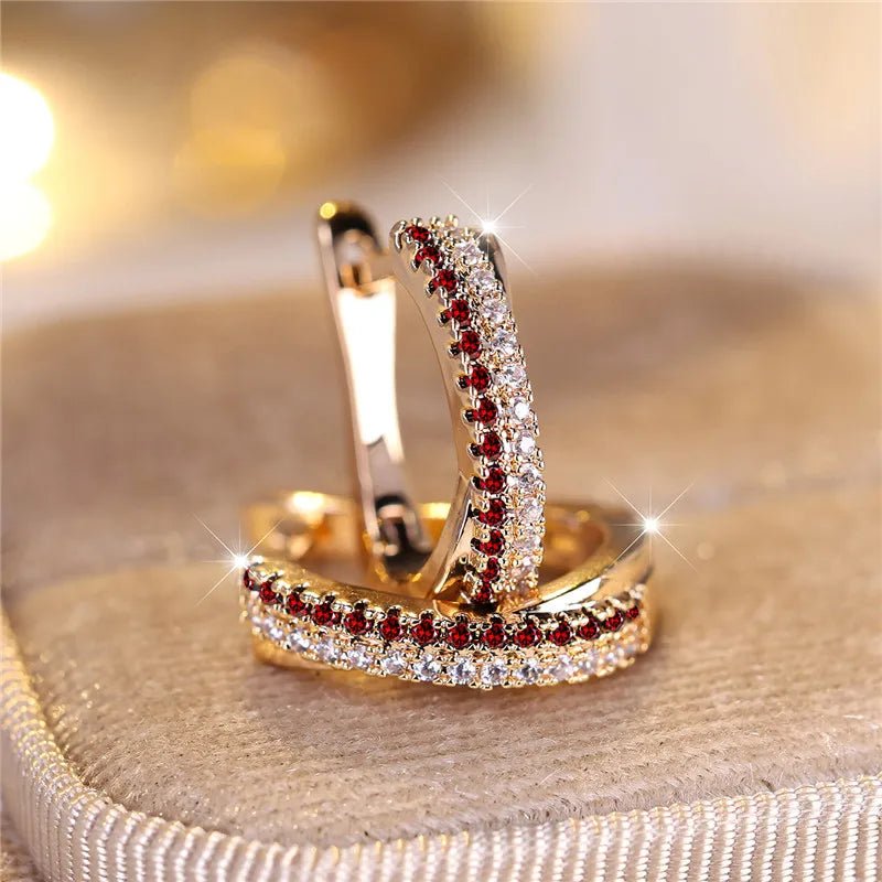 Boucles d'Oreilles Clip Zircon Rouge - Femme - FoytiShop