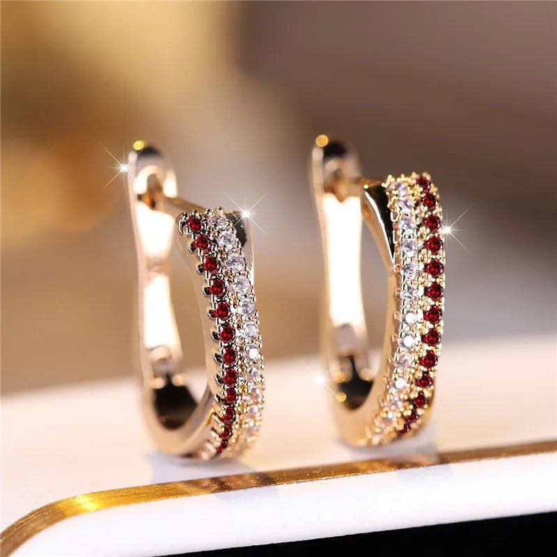 Boucles d'Oreilles Clip Zircon Rouge - Femme - FoytiShop