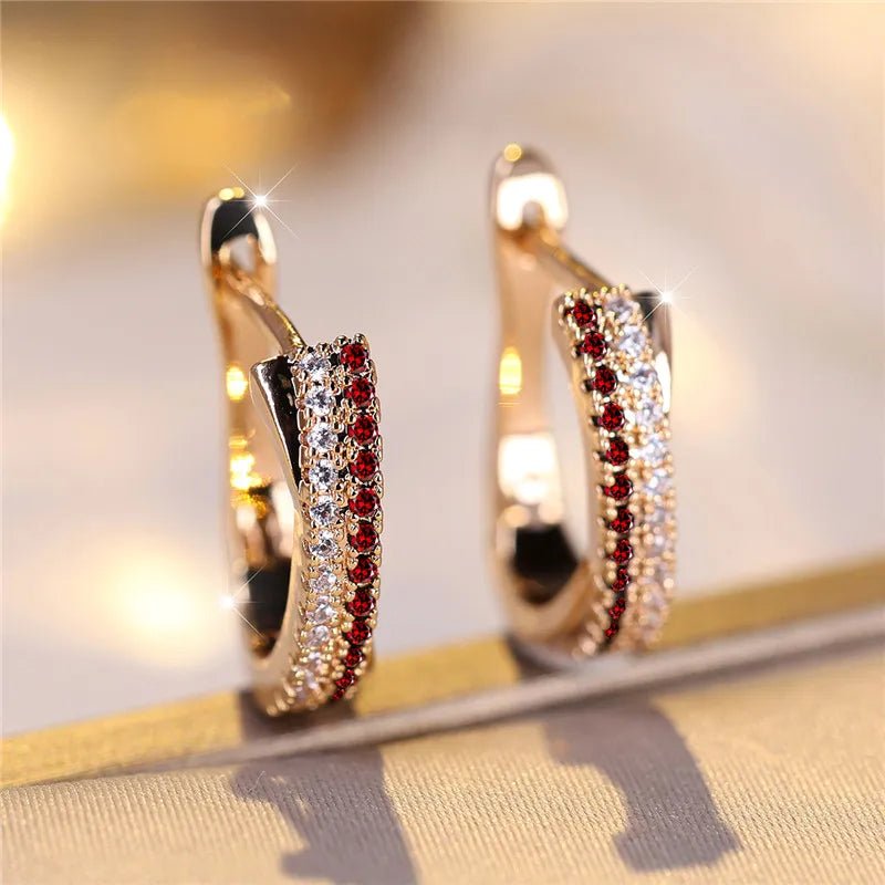 Boucles d'Oreilles Clip Zircon Rouge - Femme - FoytiShop